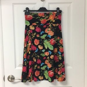LuLaRoe XS Azure Skirt Black with Bright Florals